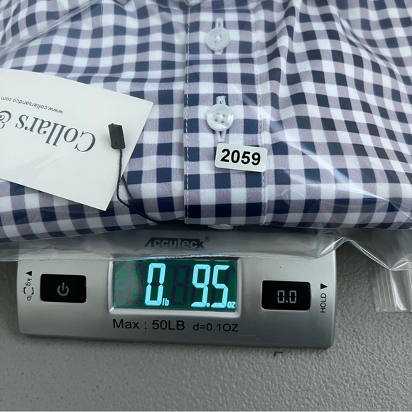 Collars & Co. Relaxed Dress Collar Polo NWT Size XL Navy Gingham Short Sleeve - Picture 12 of 12